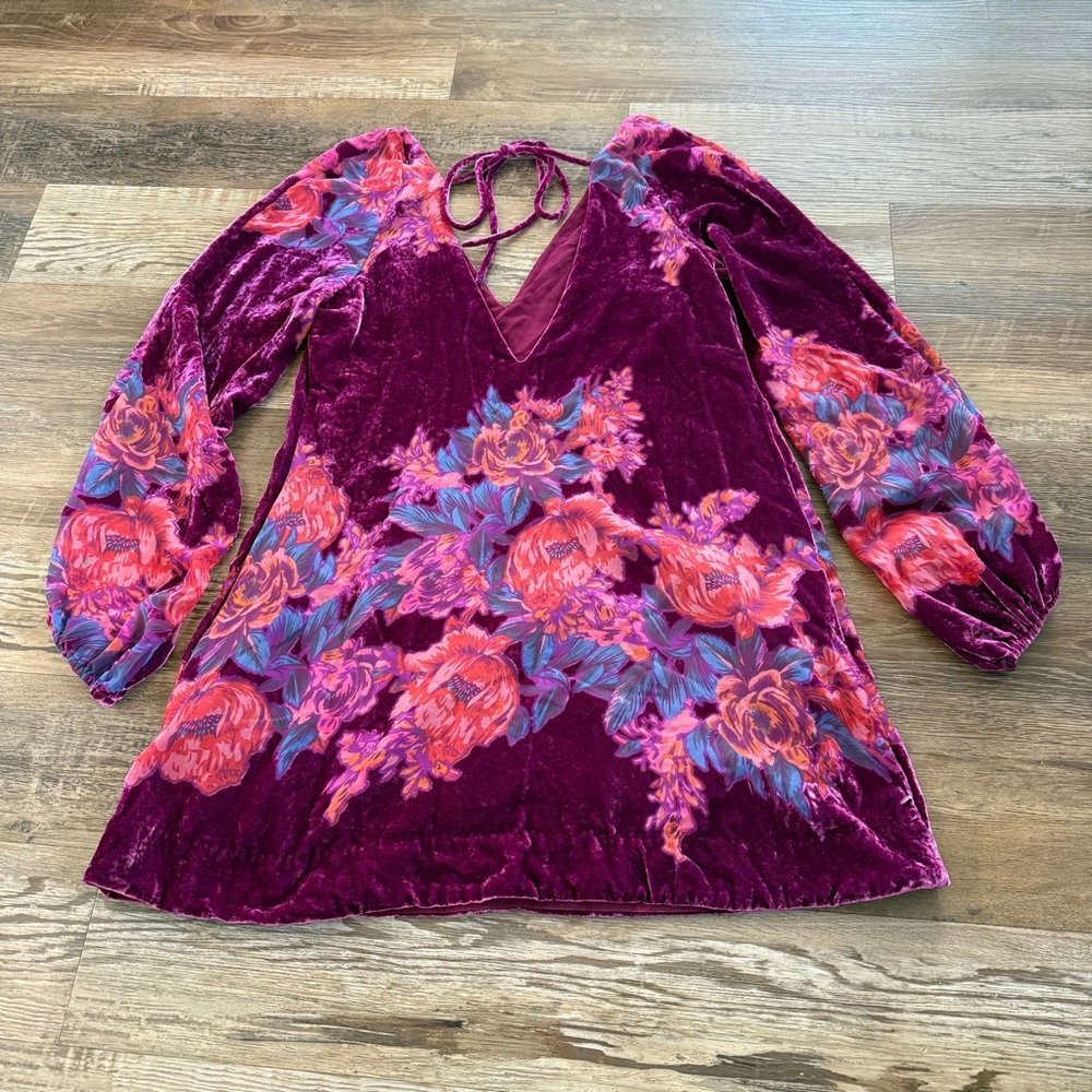 Free People purple velvet Misha mini dress M - Picture 3 of 8